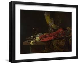 Still Life with the Drinking-Horn of the Saint Sebastian Archers' Guild, Lobster and Glasses-Willem Kalf-Framed Giclee Print