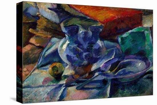 Still Life with the Jug, Bowl and Cutlery. 1916 (Painting)-Umberto Boccioni-Stretched Canvas