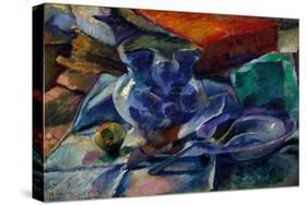 Still Life with the Jug, Bowl and Cutlery. 1916 (Painting)-Umberto Boccioni-Stretched Canvas