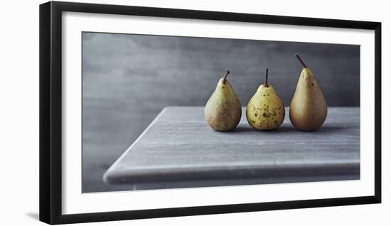 Still Life with Three Autumn Pears on an Old Table-Barbara Dudzinska-Framed Photographic Print