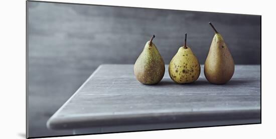 Still Life with Three Autumn Pears on an Old Table-Barbara Dudzinska-Mounted Photographic Print