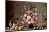 Still Life with Tilted Basket of Fruit, Vase of Flowers, and Shells-Balthasar van der Ast-Mounted Giclee Print