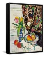 Still Life with Tulips and Fruit-George Leslie Hunter-Framed Stretched Canvas