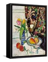 Still Life with Tulips and Fruit-George Leslie Hunter-Framed Stretched Canvas