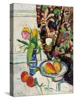 Still Life with Tulips and Fruit-George Leslie Hunter-Stretched Canvas