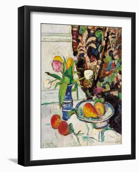 Still Life with Tulips and Fruit-George Leslie Hunter-Framed Giclee Print