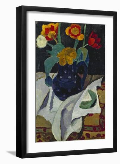 Still life with tulips in a blue pot. 1907-Paula Modersohn-Becker-Framed Giclee Print