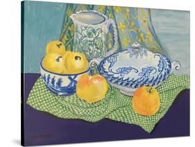 Still life with Tureen and Apples,1999,-Joan Thewsey-Stretched Canvas
