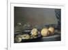 Still Life with Two Lemons, a Facon De Venise Glass, Roemer, Knife and Olives on a Table-Peter da Heem-Framed Art Print