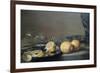 Still Life with Two Lemons, a Facon De Venise Glass, Roemer, Knife and Olives on a Table-Peter da Heem-Framed Art Print