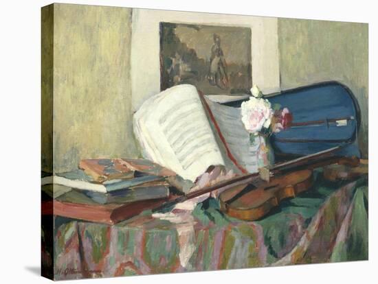 Still Life with Violin-Henri Ottmann-Stretched Canvas