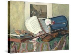 Still Life with Violin-Henri Ottmann-Stretched Canvas