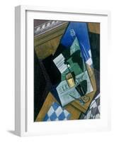 Still Life with Water Bottle, Bottle and Fruit Dish, 1915-Juan Gris-Framed Giclee Print