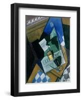 Still Life with Water Bottle, Bottle and Fruit Dish, 1915-Juan Gris-Framed Premium Giclee Print