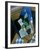 Still Life with Water Bottle, Bottle and Fruit Dish, 1915-Juan Gris-Framed Giclee Print