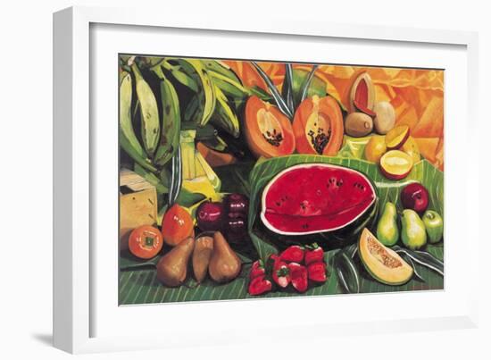Still Life with Watermelon, 2005-Pedro Diego Alvarado-Framed Giclee Print