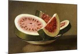 Still Life with Watermelon, American School (19th Century)-null-Mounted Premium Giclee Print