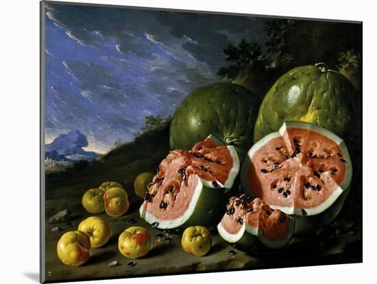 Still Life with Watermelons and Apples in a Landscape, 1771-Luis Egidio Meléndez-Mounted Giclee Print
