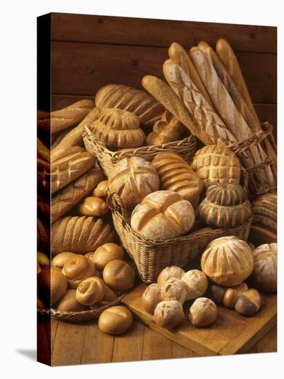 Still Life with White Bread, Bread Rolls & Bread Sticks-Gerrit Buntrock-Stretched Canvas