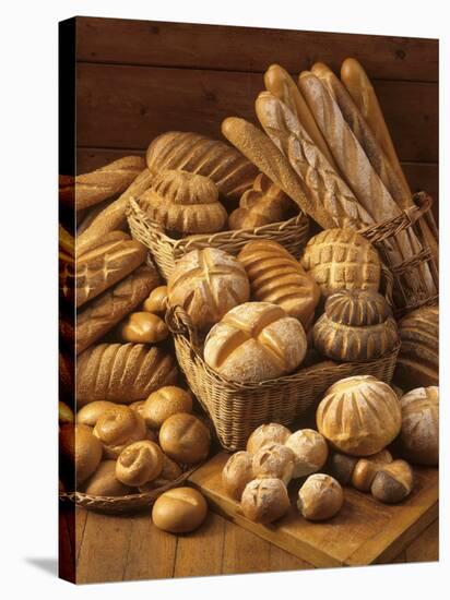 Still Life with White Bread, Bread Rolls & Bread Sticks-Gerrit Buntrock-Stretched Canvas