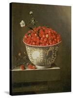 Still Life with Wild Strawberries in a Chinese Bowl-Adrian Coorte-Stretched Canvas