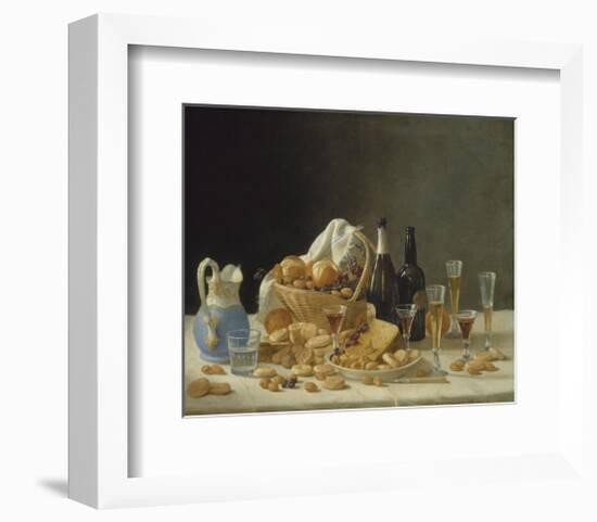 Still Life with Wine Bottles and Basket of Fruit, c.1857-John F^ Francis-Framed Art Print