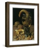 Still-Life with Wine Glass, Pretzel, Nuts and Almonds, 1637-Georg Flegel-Framed Giclee Print