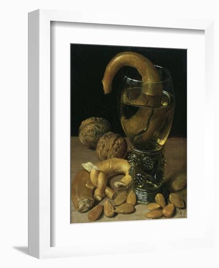 Still-Life with Wine Glass, Pretzel, Nuts and Almonds, 1637-Georg Flegel-Framed Giclee Print