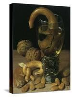Still-Life with Wine Glass, Pretzel, Nuts and Almonds, 1637-Georg Flegel-Stretched Canvas