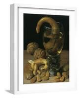 Still-Life with Wine Glass, Pretzel, Nuts and Almonds, 1637-Georg Flegel-Framed Giclee Print