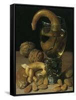 Still-Life with Wine Glass, Pretzel, Nuts and Almonds, 1637-Georg Flegel-Framed Stretched Canvas