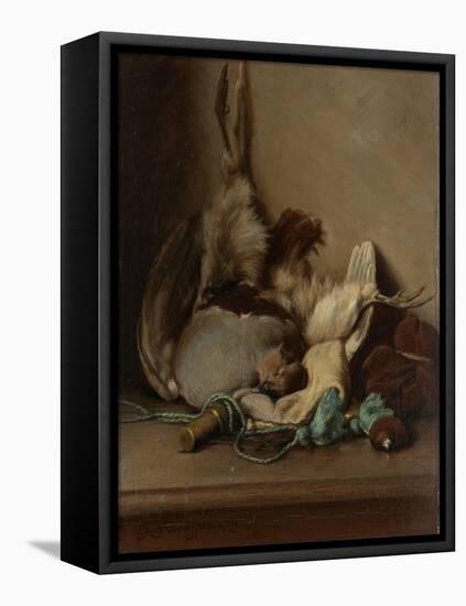 Still Life with Wood Pigeon and Powder Horn-Guillaume Anne van der Brugghen-Framed Stretched Canvas
