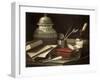 Still Life with Writing Accessories, c.1710-Cristoforo Monari-Framed Giclee Print