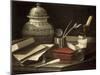 Still Life with Writing Accessories, c.1710-Cristoforo Monari-Mounted Giclee Print
