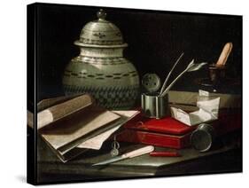 Still Life with Writing Implements, Late 17th or Early 18th Century-Cristoforo Monari-Stretched Canvas
