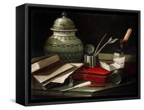 Still Life with Writing Implements, Late 17th or Early 18th Century-Cristoforo Monari-Framed Stretched Canvas