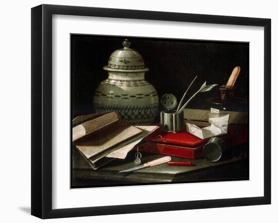 Still Life with Writing Implements, Late 17th or Early 18th Century-Cristoforo Monari-Framed Giclee Print