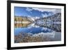 Still Water of Lake Malghette Reflecting Brenta Dolomites Peaks in Autumn. Adamello Natural Park-ClickAlps-Framed Photographic Print