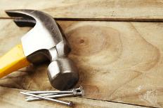 Hammer and Nails on Wood-STILLFX-Photographic Print