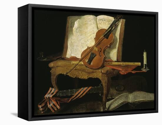 Stillleben mit Violine-Jean-Baptiste Oudry-Framed Stretched Canvas
