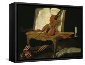 Stillleben mit Violine-Jean-Baptiste Oudry-Framed Stretched Canvas