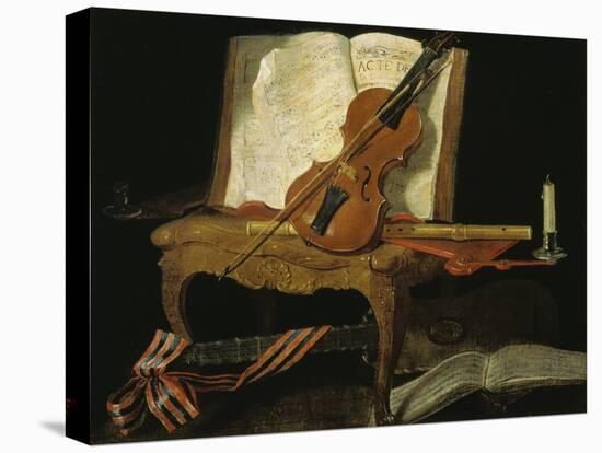 Stillleben mit Violine-Jean-Baptiste Oudry-Stretched Canvas