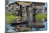 Stilt Cottages of Floating Village on Inle Lake, Shan State, Myanmar-Keren Su-Mounted Photographic Print