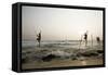 Stilt fisherman in Sri Lanka-Rasmus Kaessmann-Framed Stretched Canvas