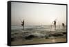 Stilt fisherman in Sri Lanka-Rasmus Kaessmann-Framed Stretched Canvas