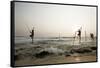 Stilt fisherman in Sri Lanka-Rasmus Kaessmann-Framed Stretched Canvas