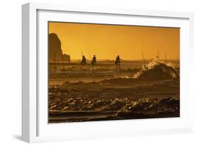 Stilt Fishermen at Sunrise-Alex Saberi-Framed Photographic Print