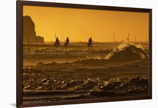 Stilt Fishermen at Sunrise-Alex Saberi-Framed Photographic Print