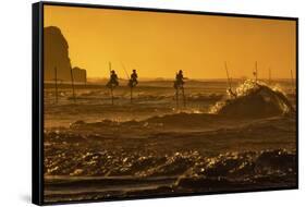 Stilt Fishermen at Sunrise-Alex Saberi-Framed Stretched Canvas