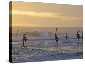 Stilt Fishermen at Weligama, South Coast, Sri Lanka, Asia-Peter Barritt-Stretched Canvas